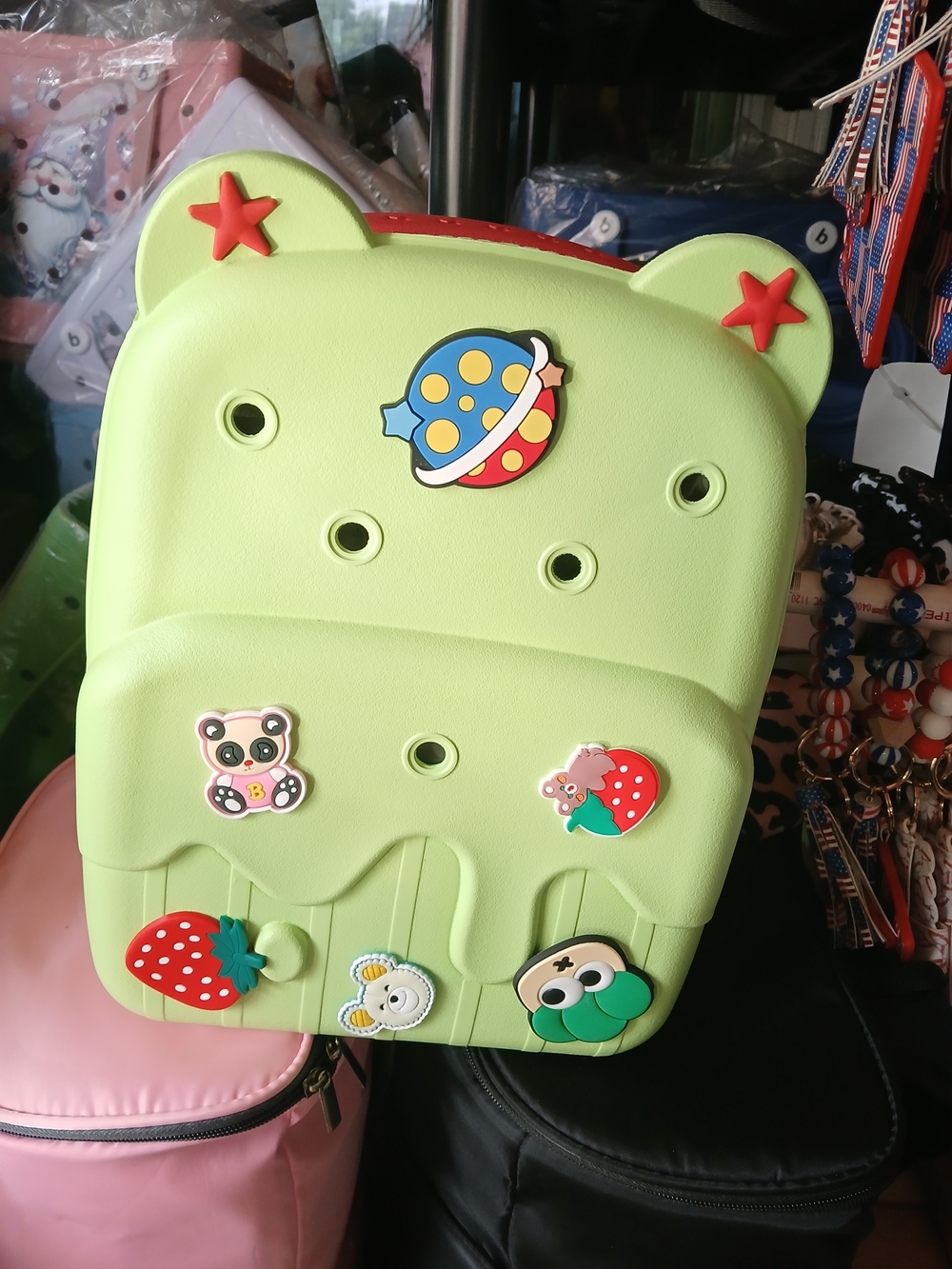 Cute Light Green Kids Backpack Bogg Like Style